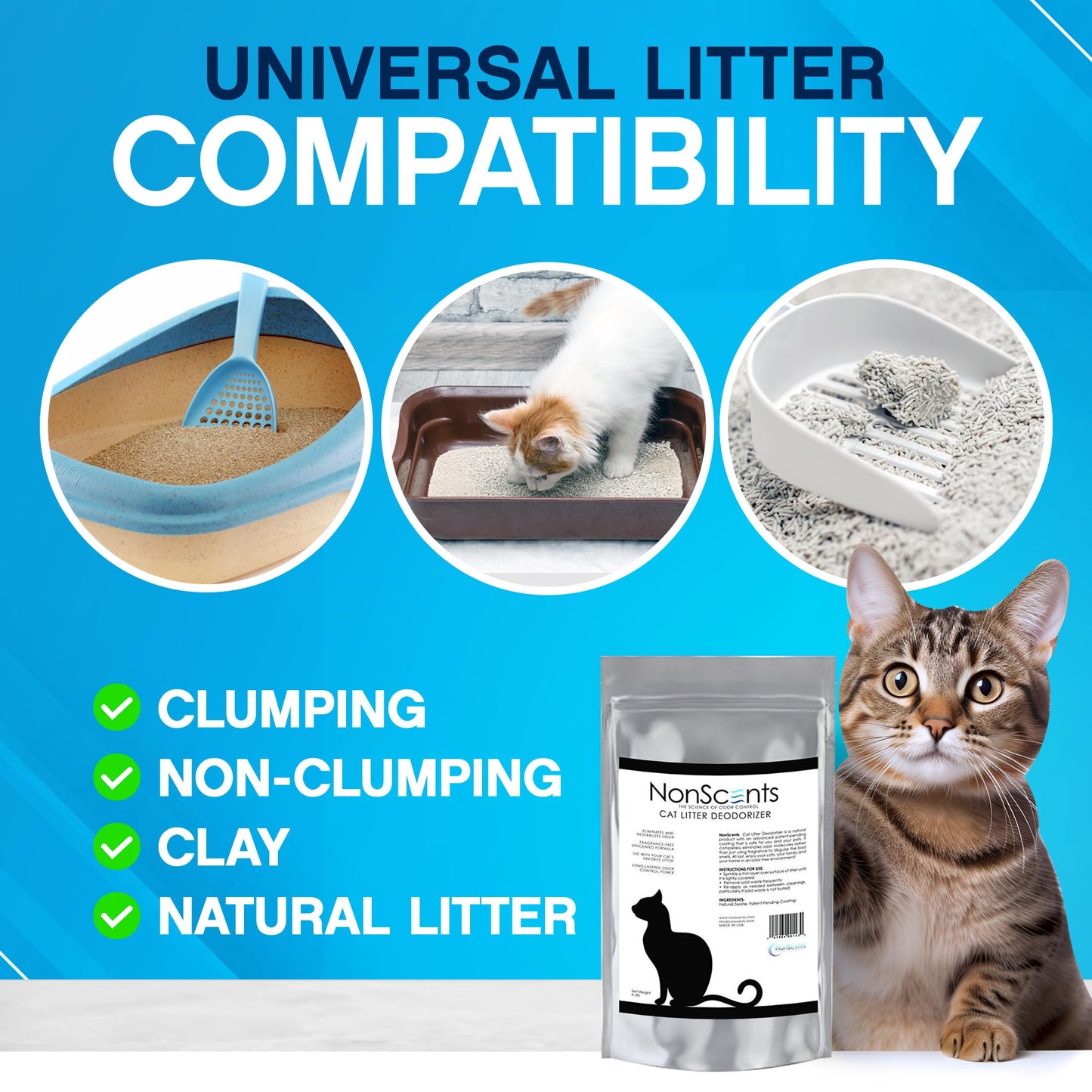 NonScents Cat Litter Deodorizer Litter Box Odor Eliminator Less Box