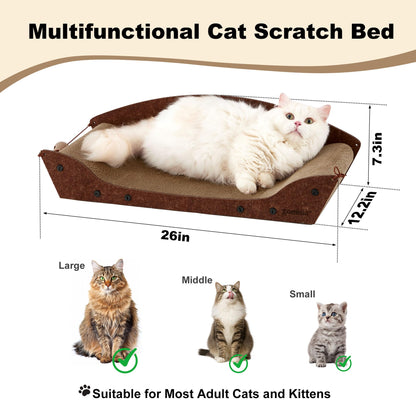 ZOMISIA 26'' Cardboard Cat Scratcher Bed Large Scratcher Couch Board