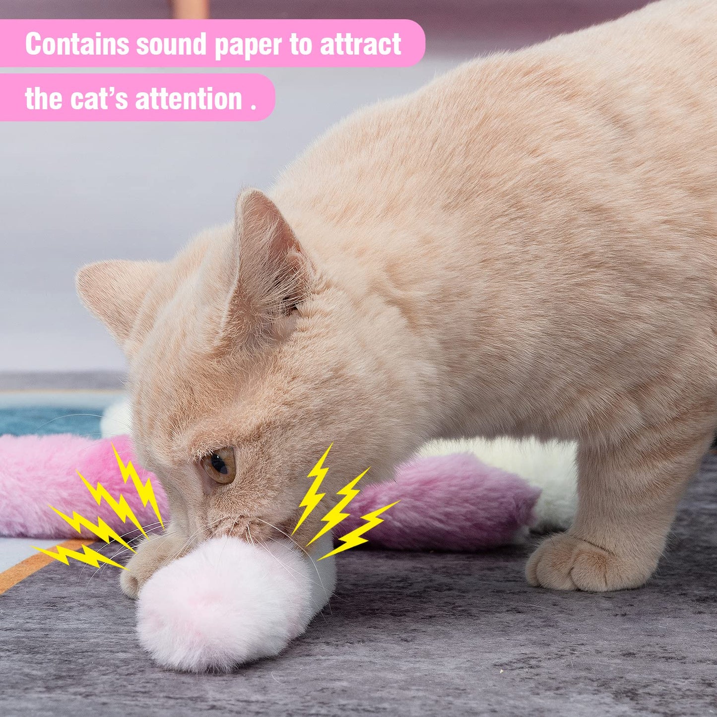 MEWTOGO 6Pcs Cat Kicker Toys with Sound Paper- Kitty Kick Sticks Toys