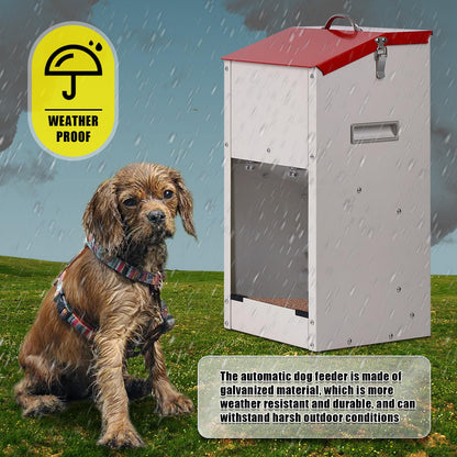 KHEARPSL Galvanized Automatic Dog Feeder Large Breed Dog Dispenser