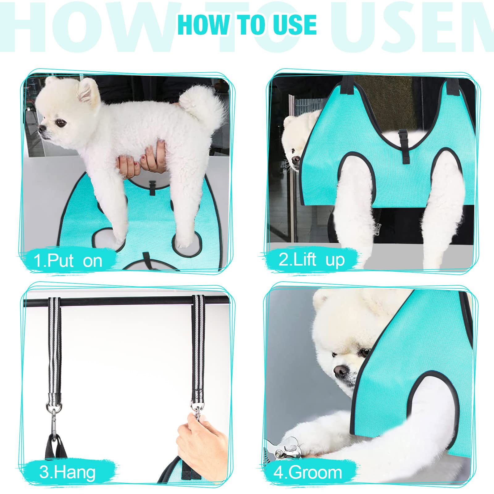 ATESON Dog Grooming Hammock Upgrade Pet Grooming Harness for Nail