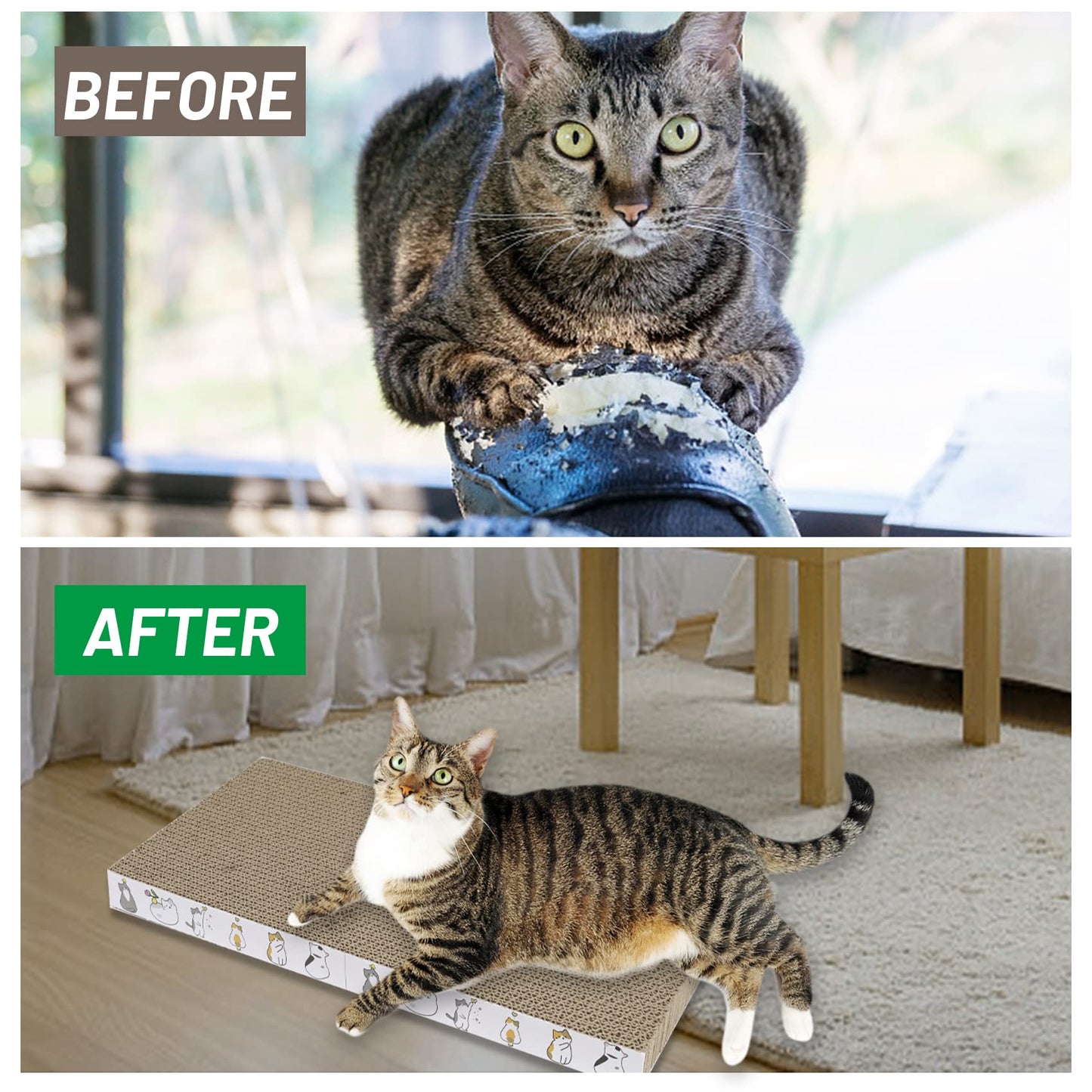 PatiencET Cat Scratcher Cardboard 5 PCS Cat Scratch Pad Reversible Pad