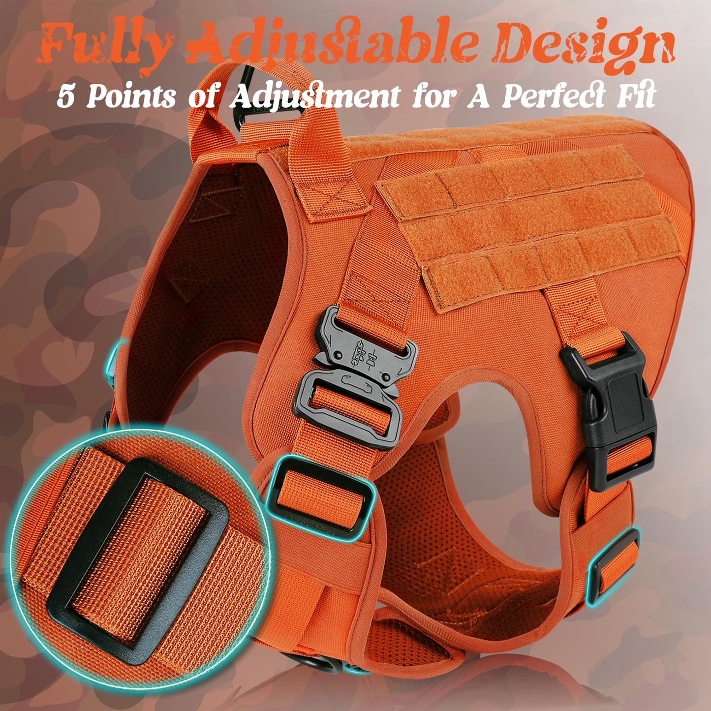 rabbitgoo Tactical Dog Harness Medium Sized, Heavy Duty Pet Harness
