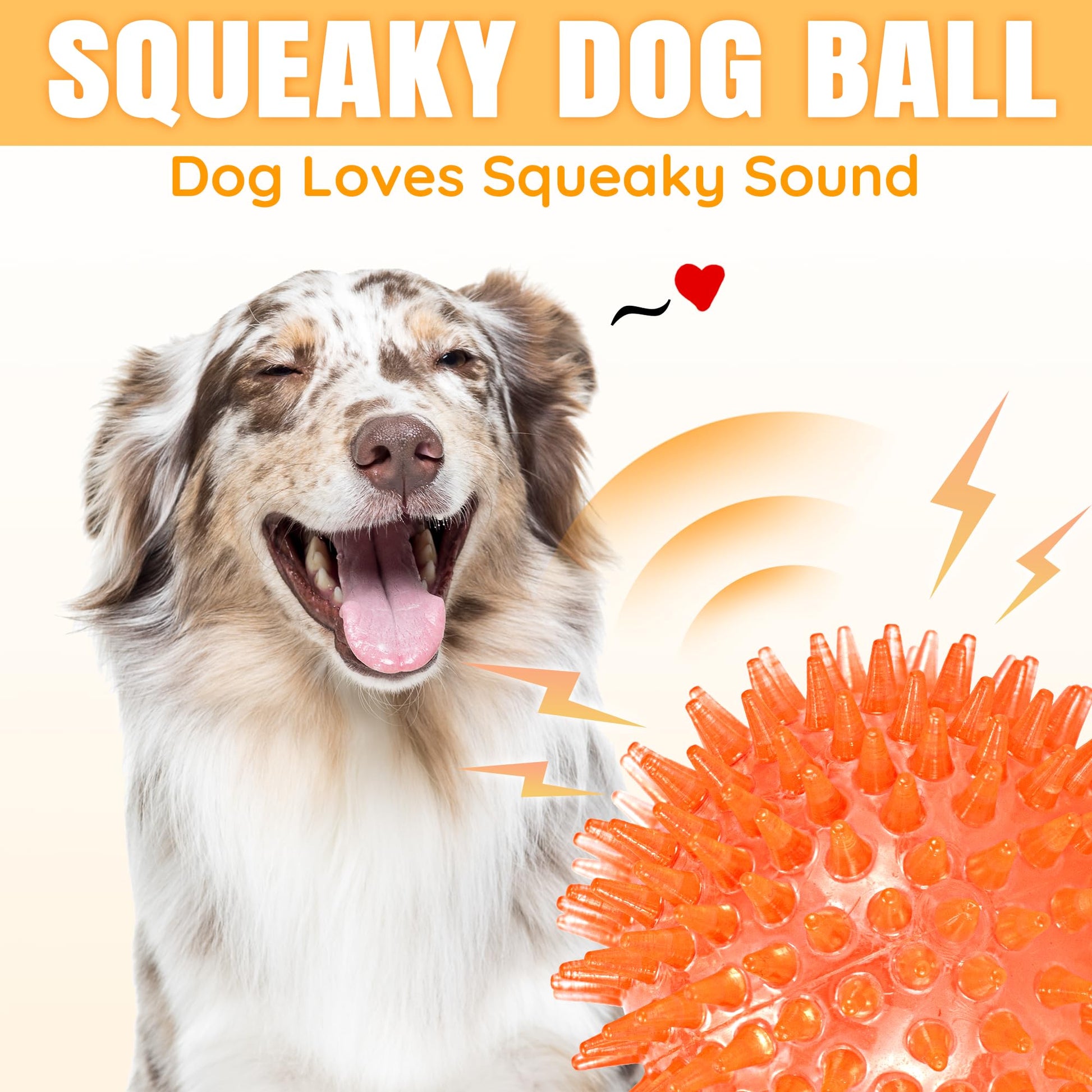 LECHONG 6-Pack 3.5” Squeaky Dog Balls, Durable Soft Spiky Chew Chew