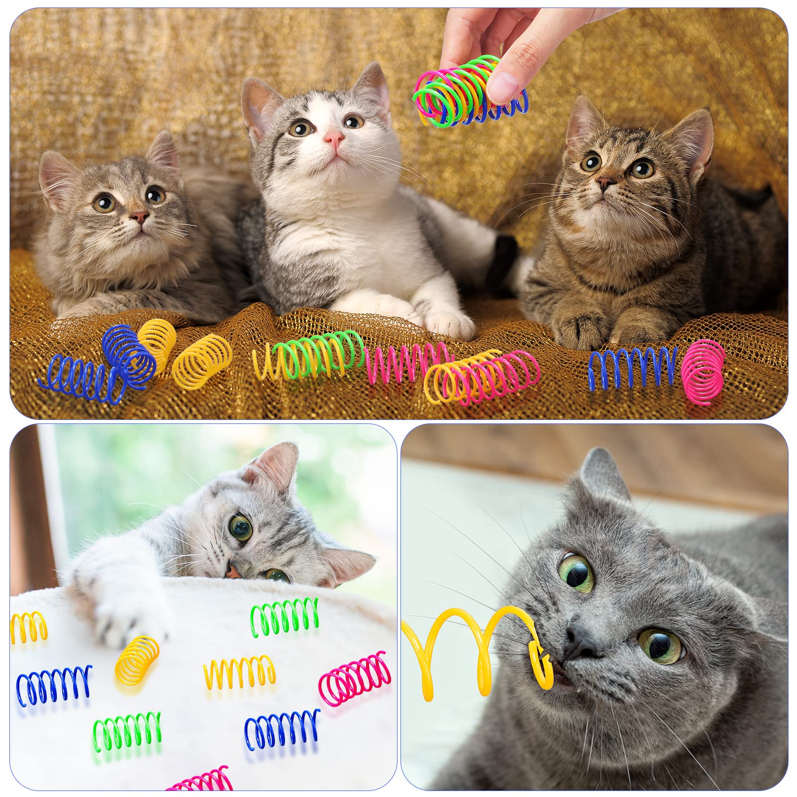 Yunsailing 300 Pcs Cat Spring Toy Cat Spiral Toys Interactive Toys