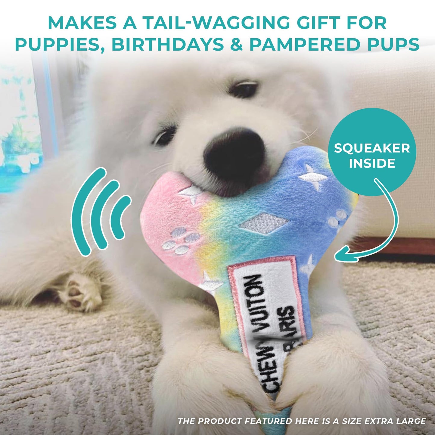 Haute Diggity Dog Chewy Vuiton Bone Plush Squeaky Dog Toy