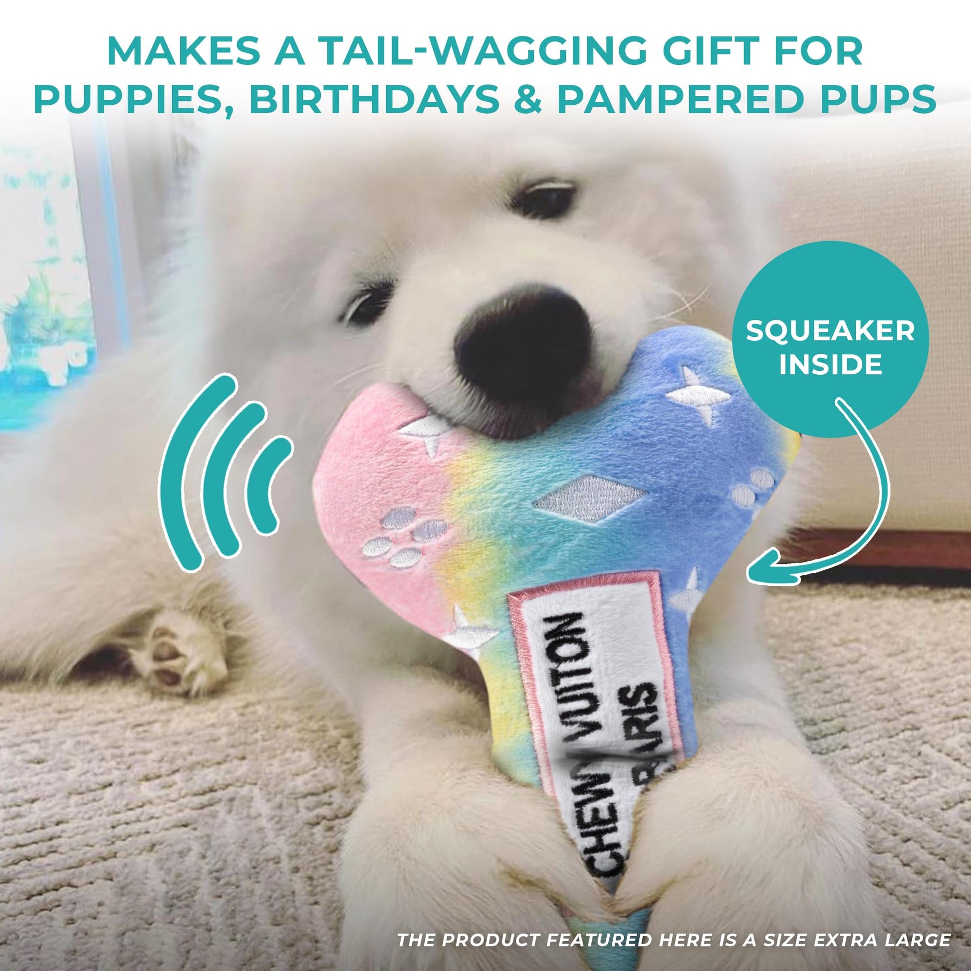 Haute Diggity Dog Chewy Vuiton Bone Plush Squeaky Dog Toy