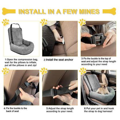 Dog Car Seat for Small Medium Dogs,Detachable Washable Travel Seat