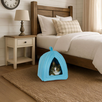 Cat House Indoor Cat Bed with Removable Foam Cushion, Plush Cat Bed