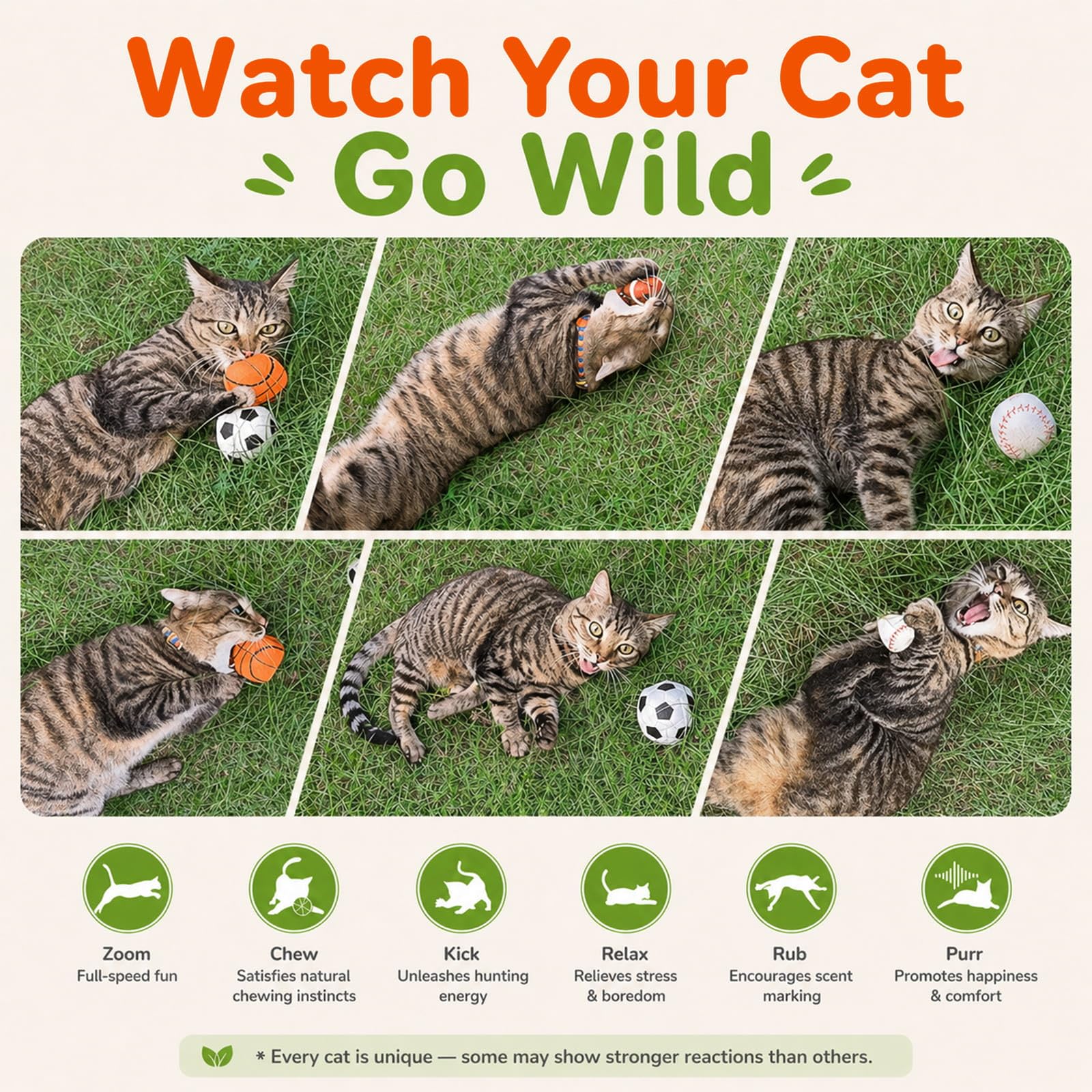 Agape Catnip Silvervine Filled Cat Toys, Interactive Chew Kicker Balls