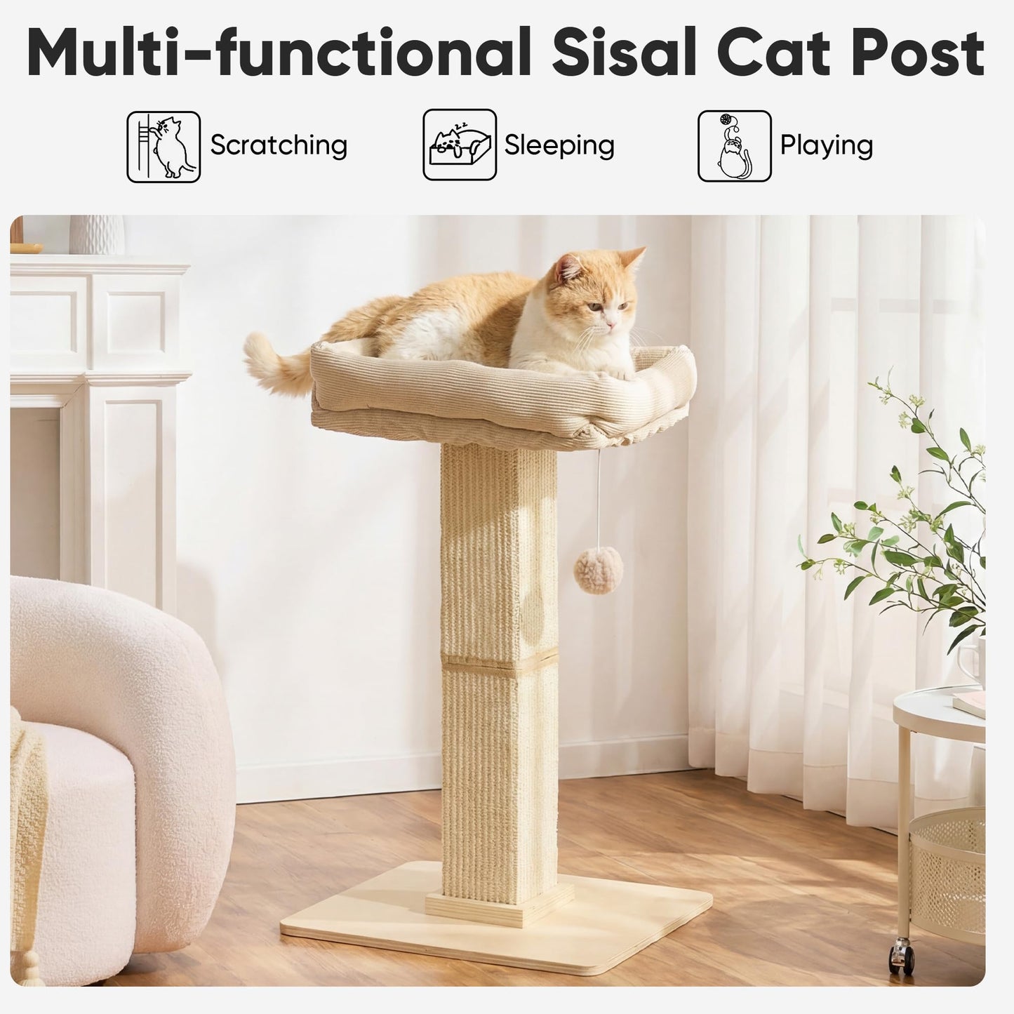 FUKUMARU Cat Scratching Post, Modern Style Tall Scratch Posts