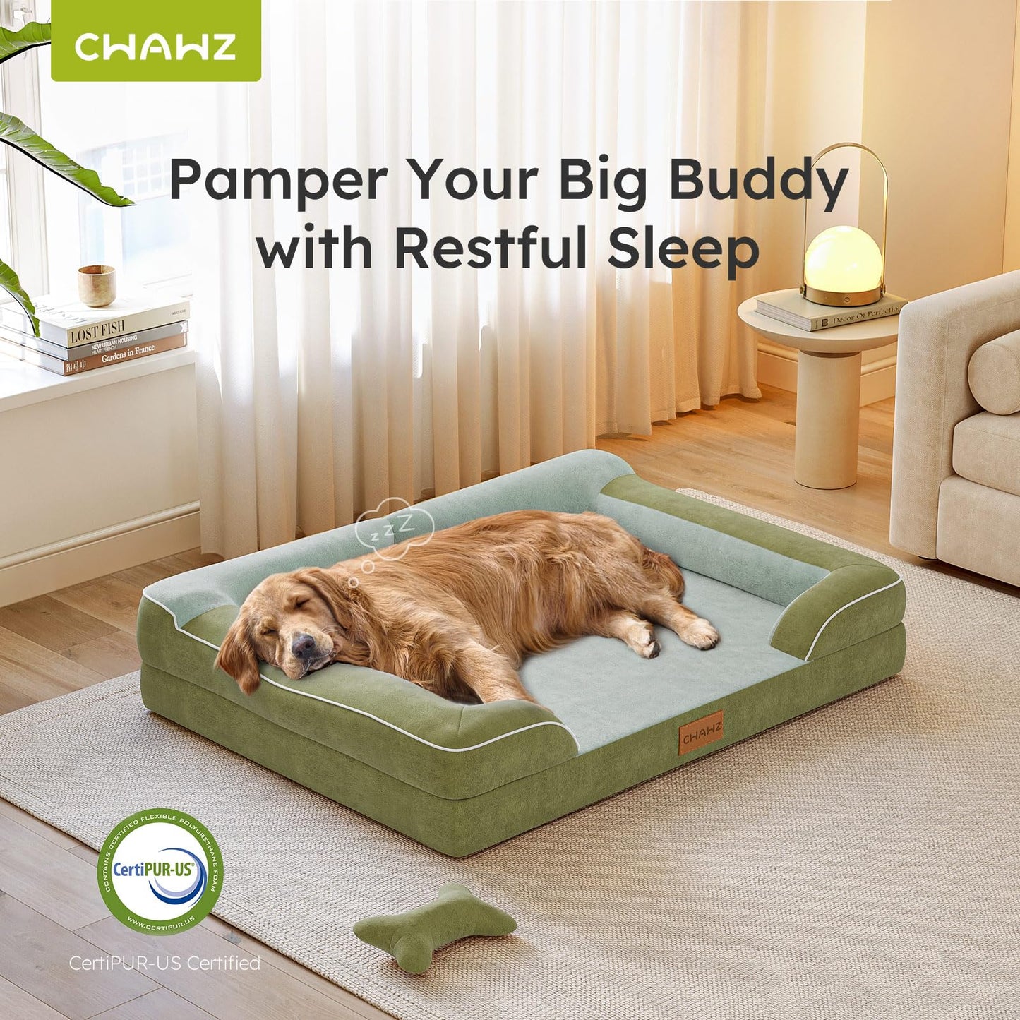 CWAWZ Dog Beds for Large Dogs, Orthopedic Dog Bed with Cooling Gel Bed
