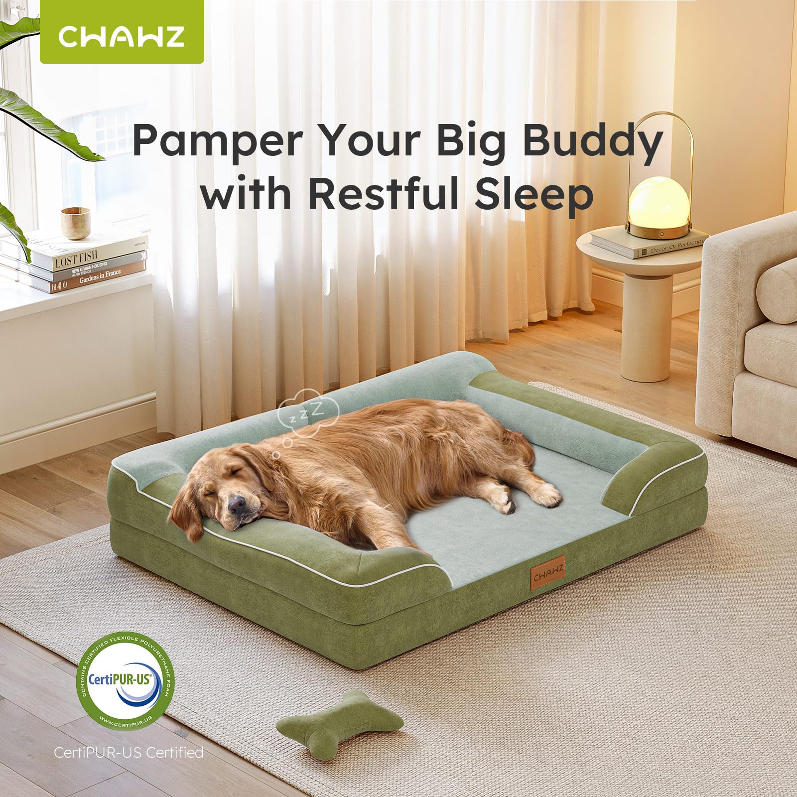 CWAWZ Dog Beds for Large Dogs, Orthopedic Dog Bed with Cooling Gel Bed