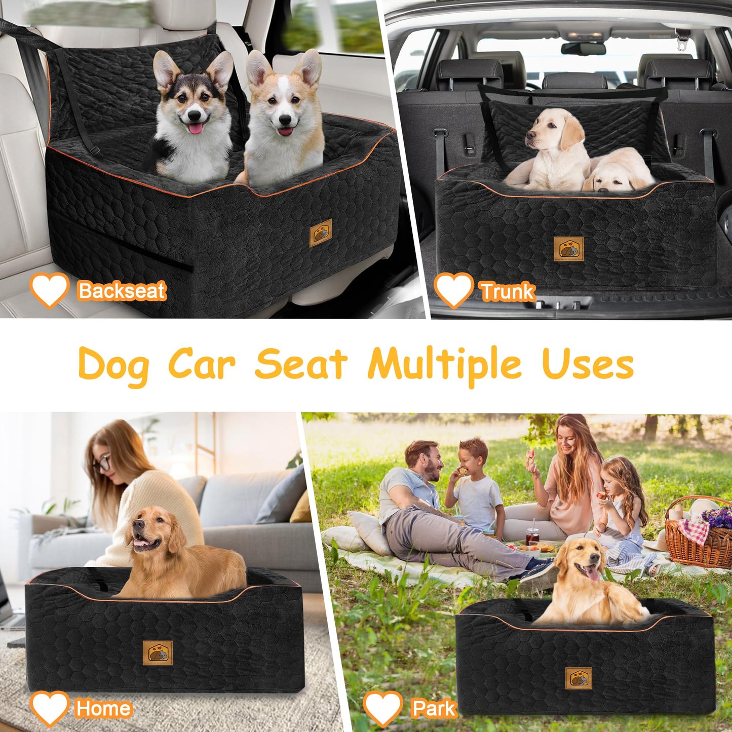 Dog Car Seat for Medium/Large Dog Booster Seat Under or 2 Seat