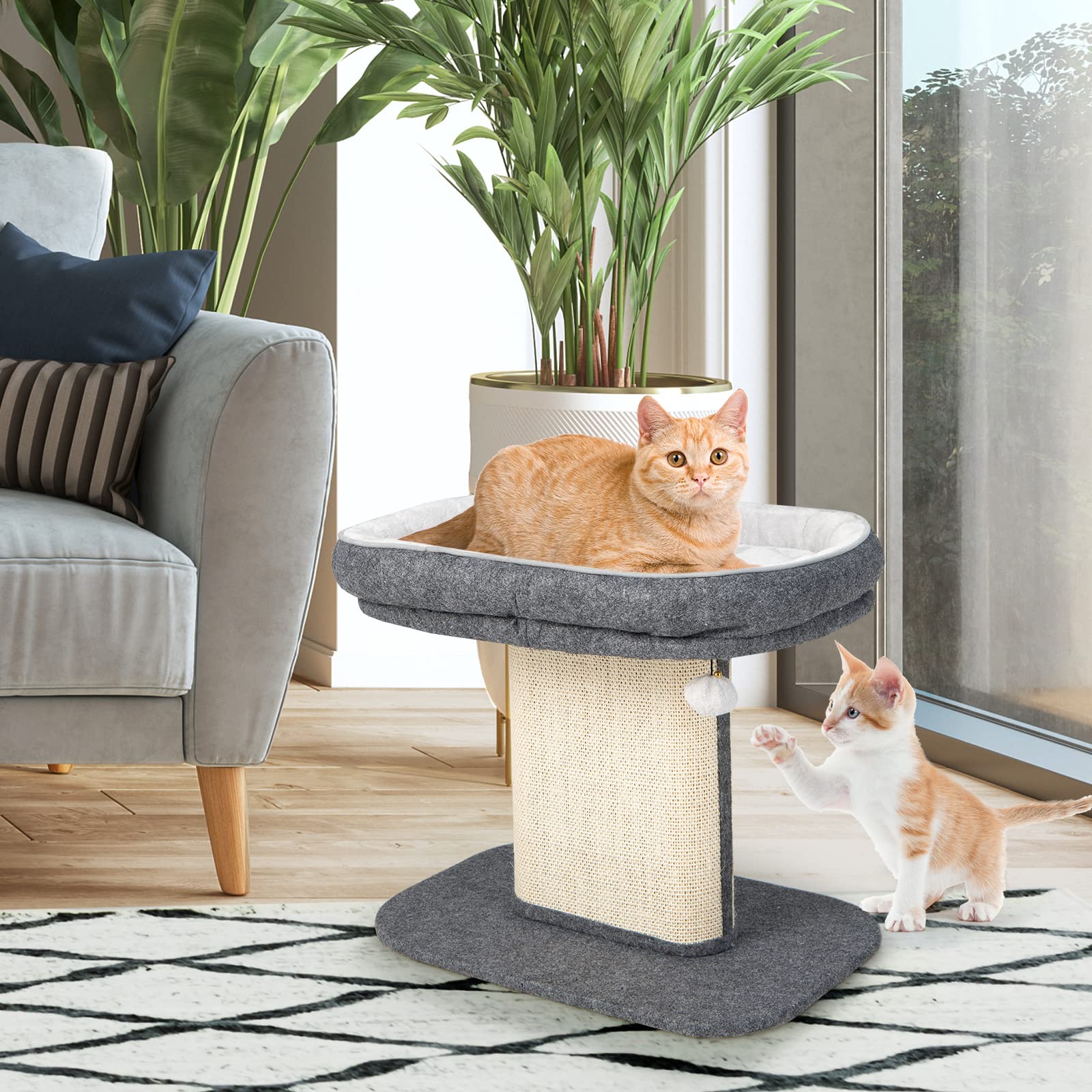 Tangkula Cat Tree for Indoor Cats, 2-Tier Cat Tower with Top Ball