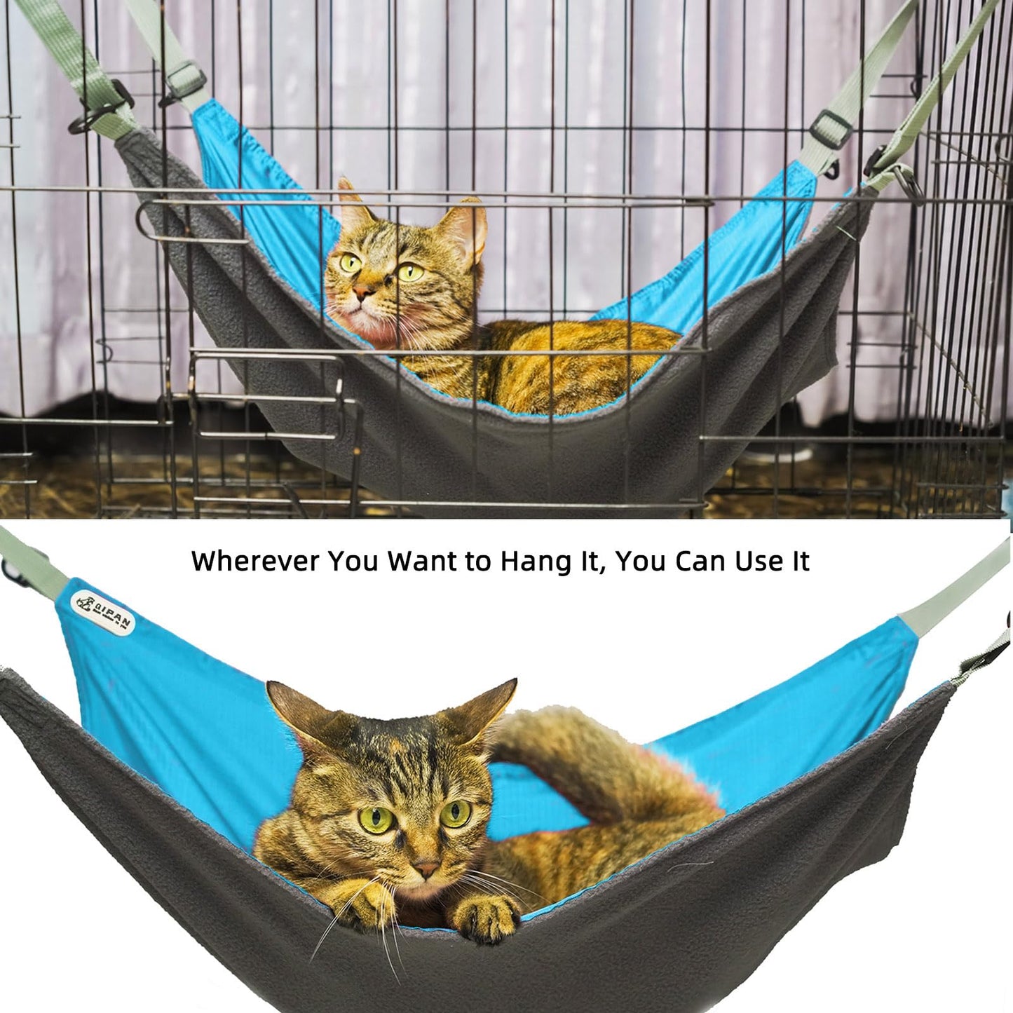 QIPAN Extra Large Cat Hammock for Cage, Hanging Bed, Washable Bed