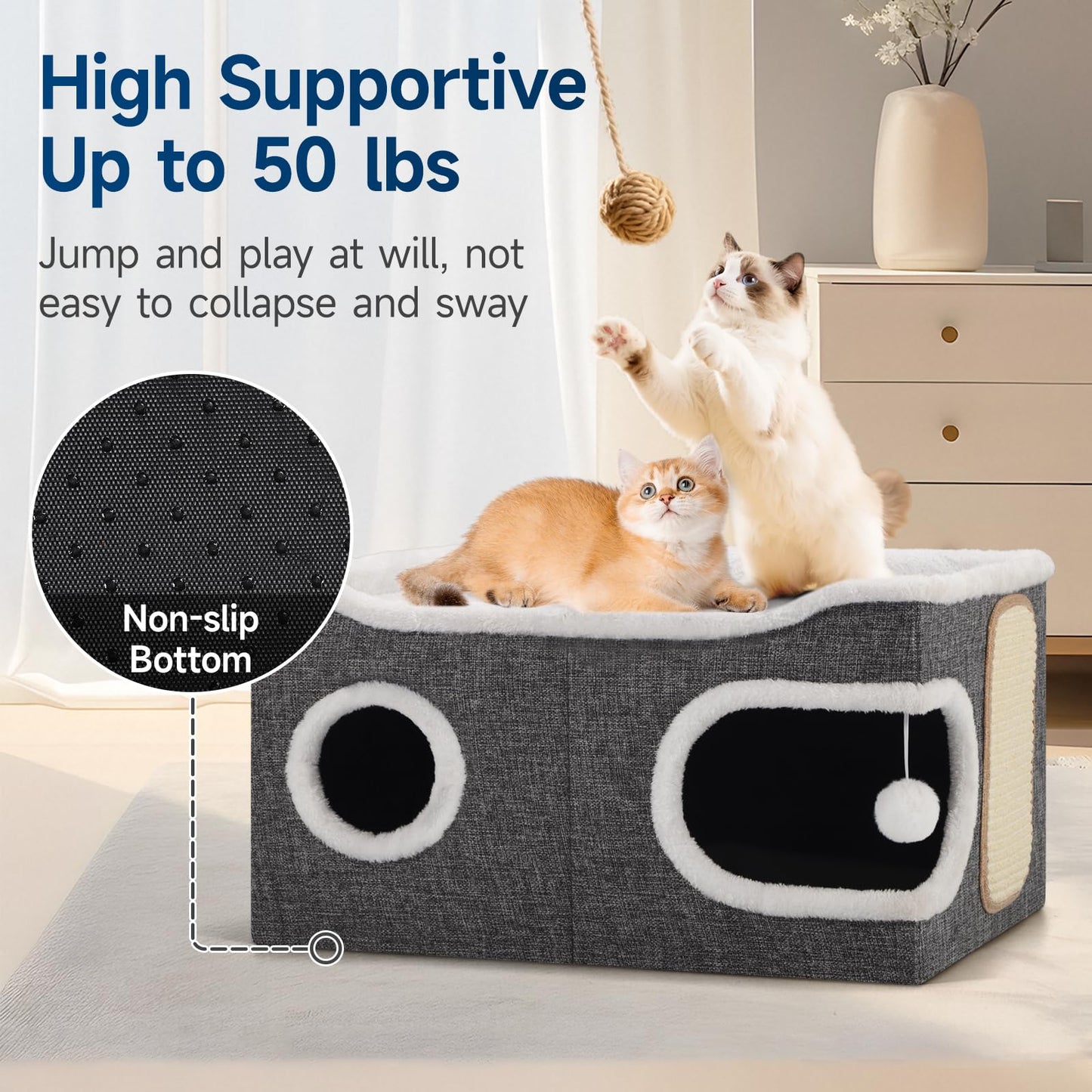 Shikha Cat Beds for Indoor Cats, Extra Wide Cat Cube House for House