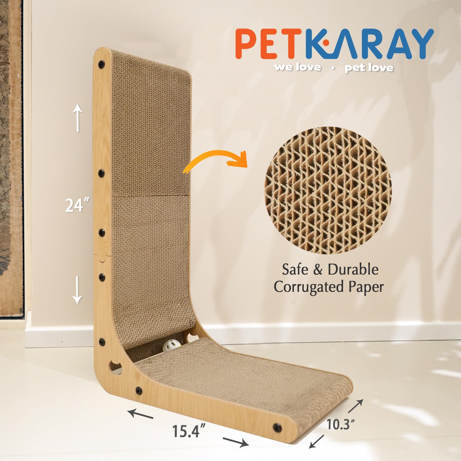 PETKARAY Cat Scratcher, Cat Scratching Board, L Shape Cat Scratch Pad