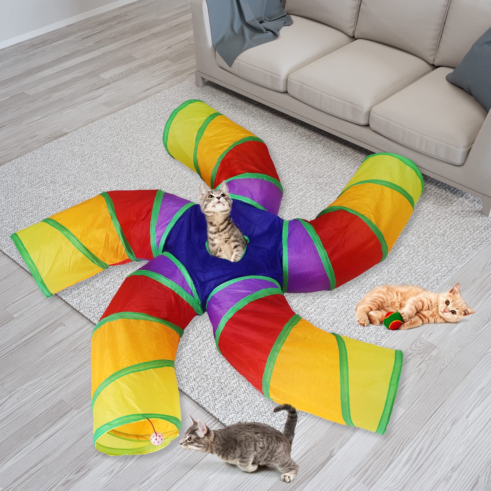 Bemodst Cat Tunnel for Indoor Cats, 2 Way/3 Way/4 Way/5 Way Cat Tunnel