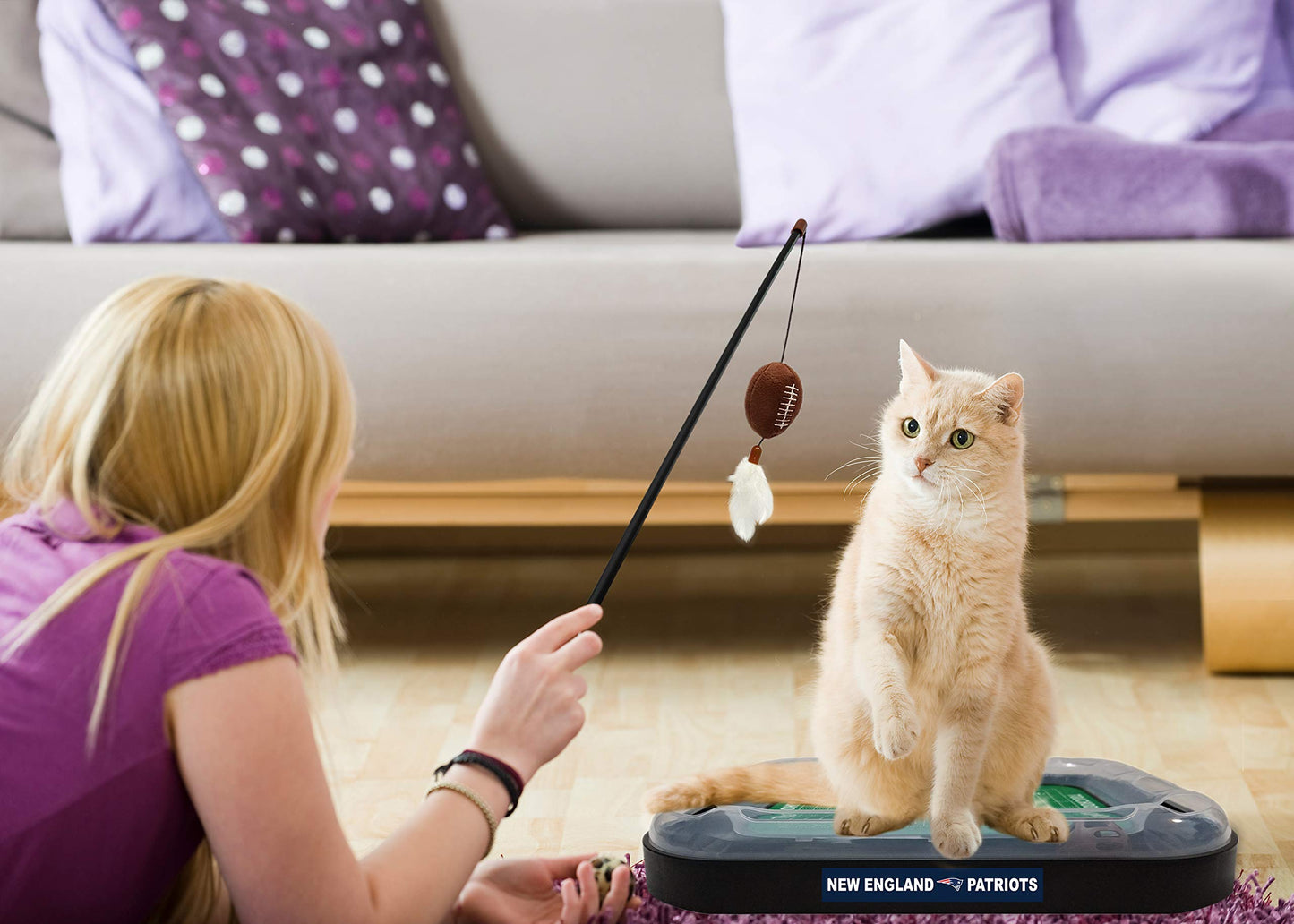 Pets First CAT BALL BELL TOY New England Patriots Football Catnip