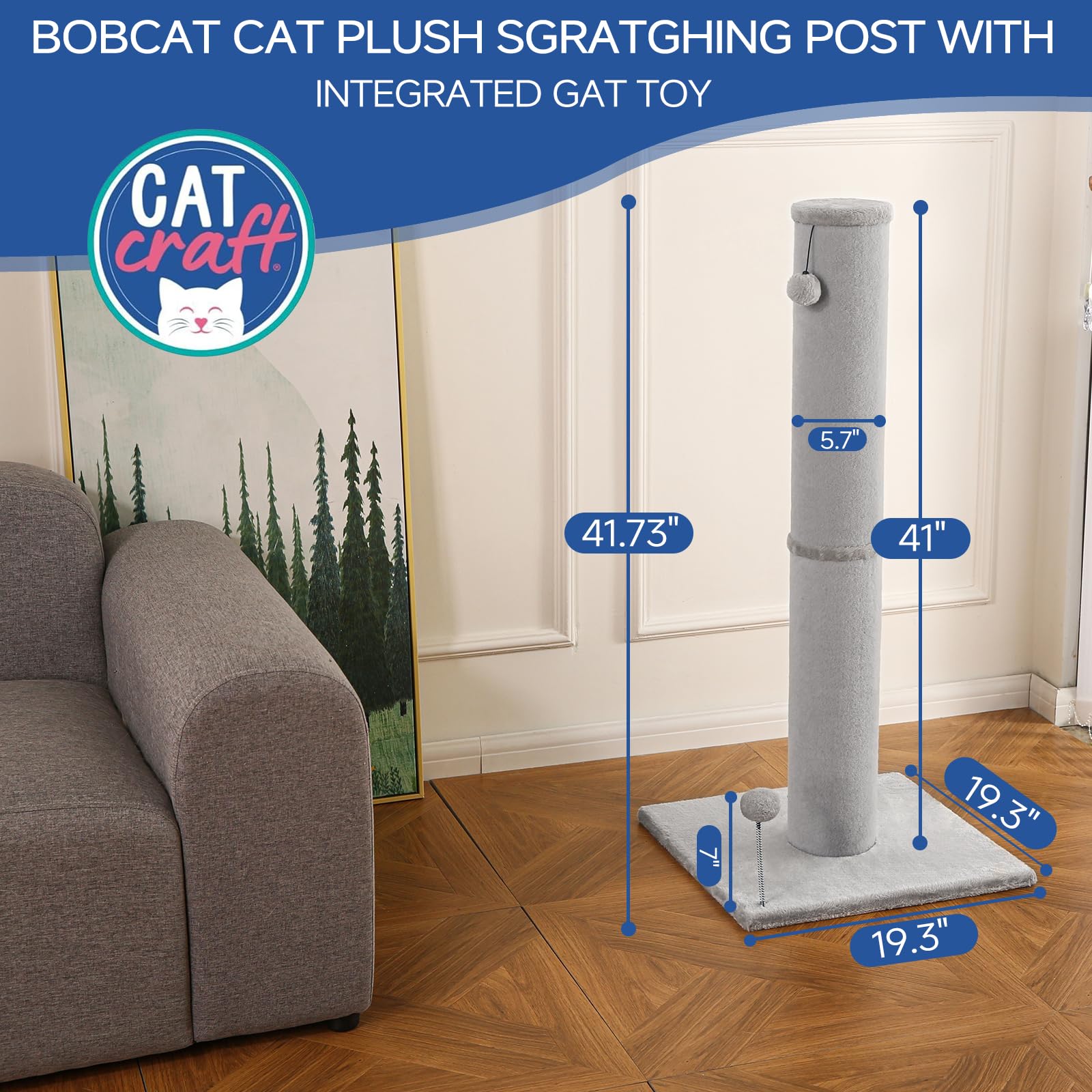 Cat Scratching Post Carpet Scratching Post 41" for Indoor Scratcher