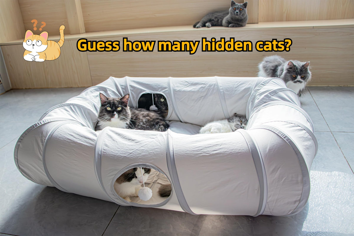 XxingSheep 4 Ways Shuttled XL Cat Tunnel Bed for Indoor Cats Bed