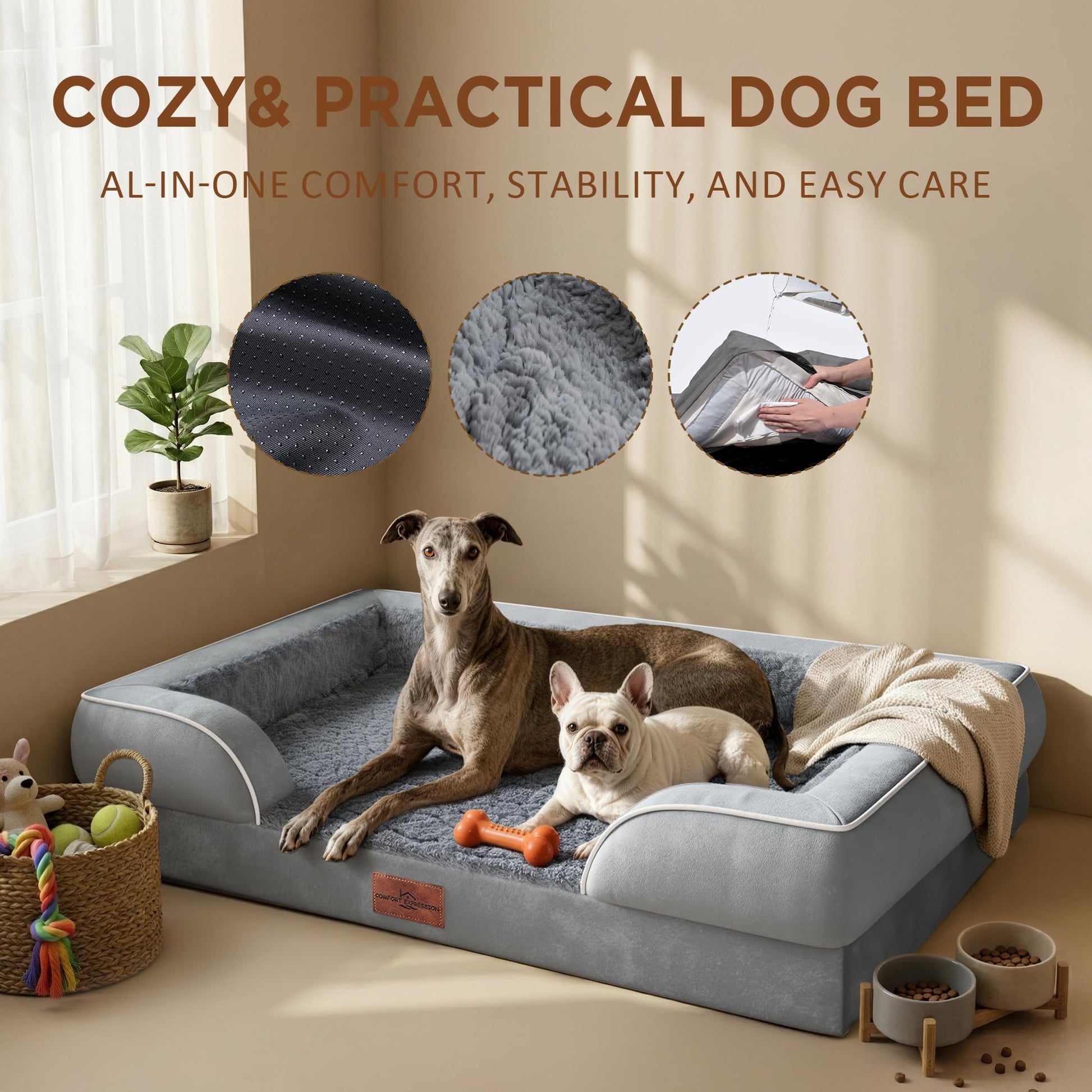 Comfort Expression Orthopedic Dog Bed for Large Dogs Waterproof Bed