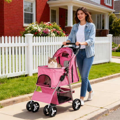 ZENY Foldable Pet Stroller, Cat/Dog Stroller with 4 Wheel, Pet Carrier