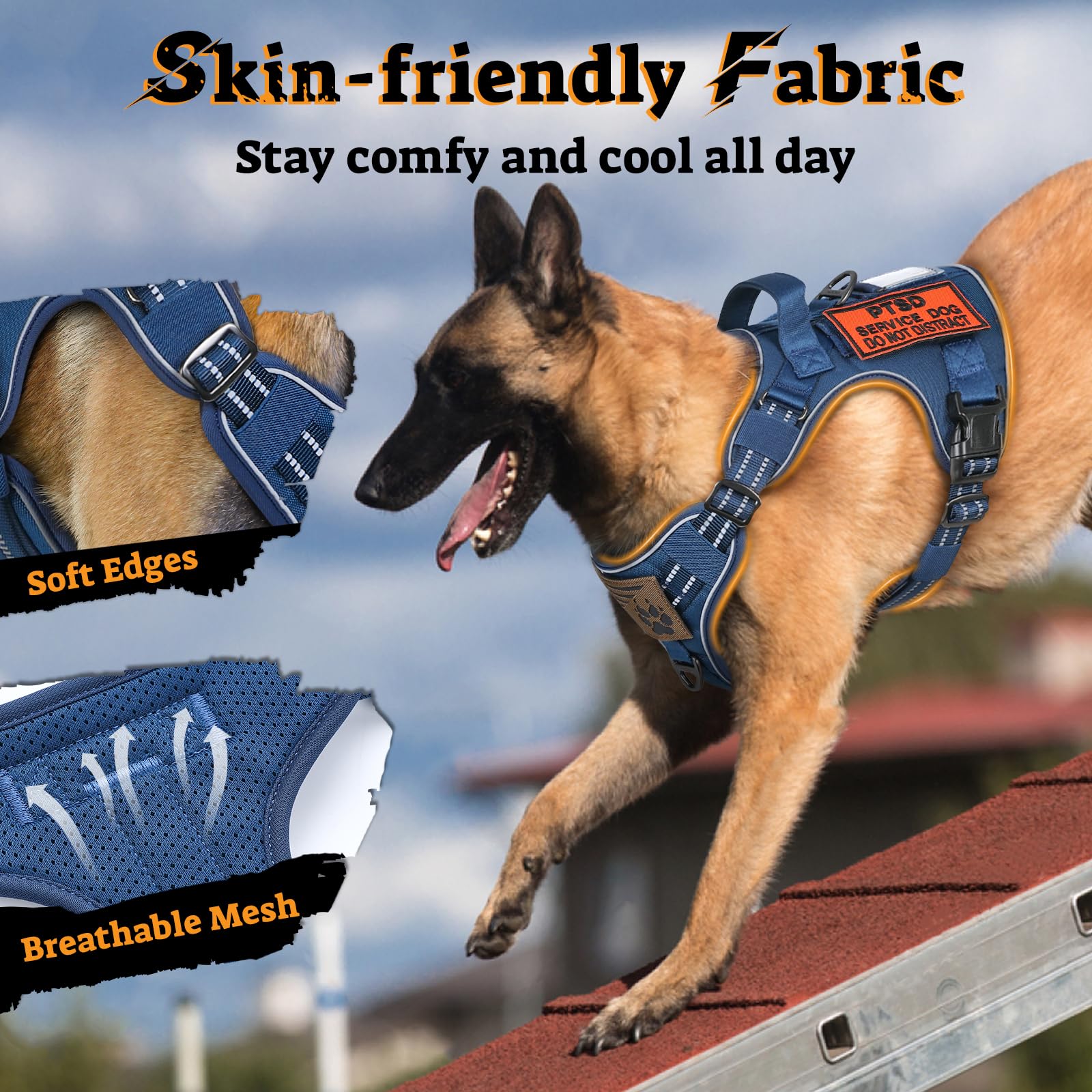 rabbitgoo Dog Harness Medium Sized No Pull, Tactical Service Pet Vest