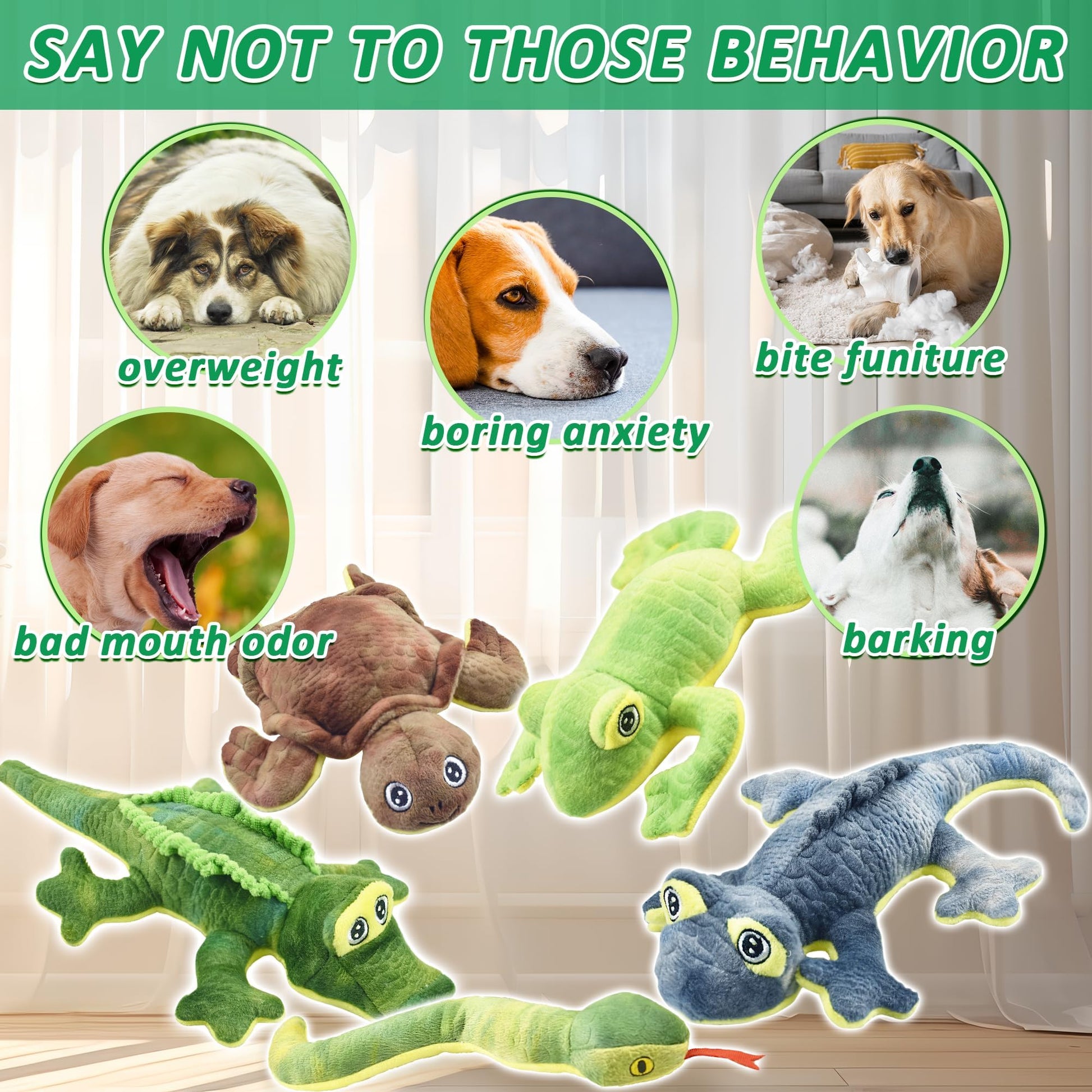LECHONG Stuffed Animal Dog Toys, 5 Pack Tough Squeaky Dog Toys, Plush