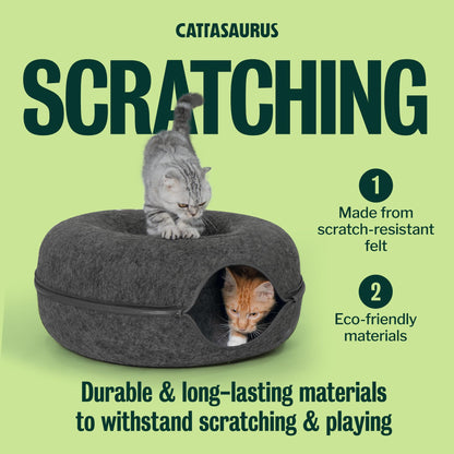Cattasaurus Peekaboo Cat Cave for Multiple Large Cats Up to 30 Bed
