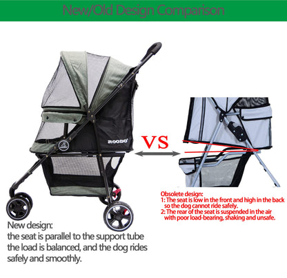 ROODO 3 Wheel Dog Pet Cat Stroller Best Lightweight Foldable Stroller