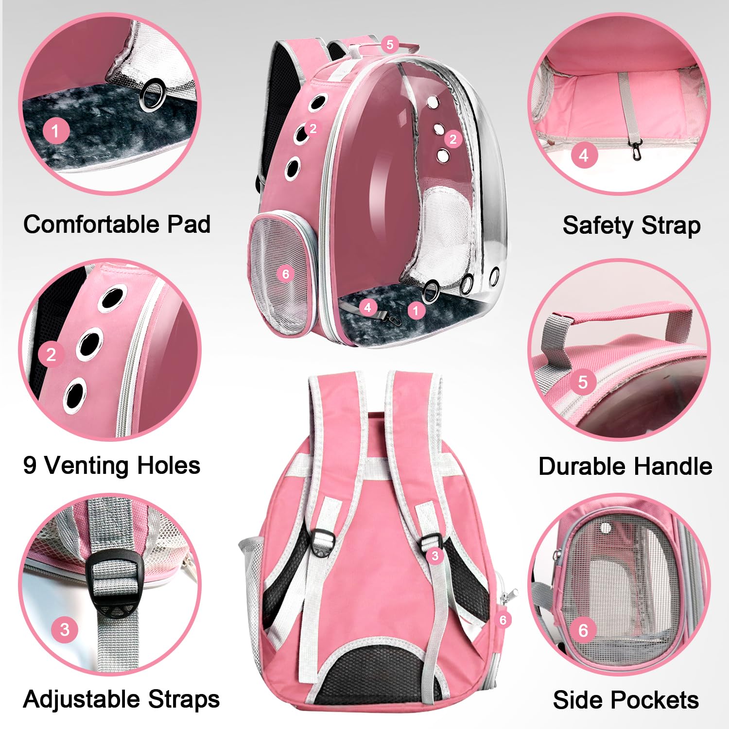 Cat Backpack Carrier, Pet Cat Carrier with Ventilated Design Carrier