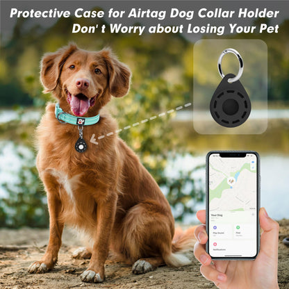 azuza Reflective Dog Collar with Airtag Holder, Soft Neoprene Collar