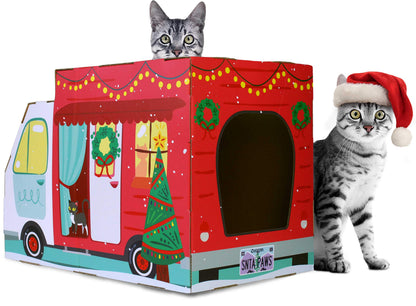 American Cat Club Christmas Cat House Cat Scratcher w/Bonus House