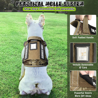 MOOGROU Tactical Dog Harness and Leash Set Small Sized Dog,Heavy Set