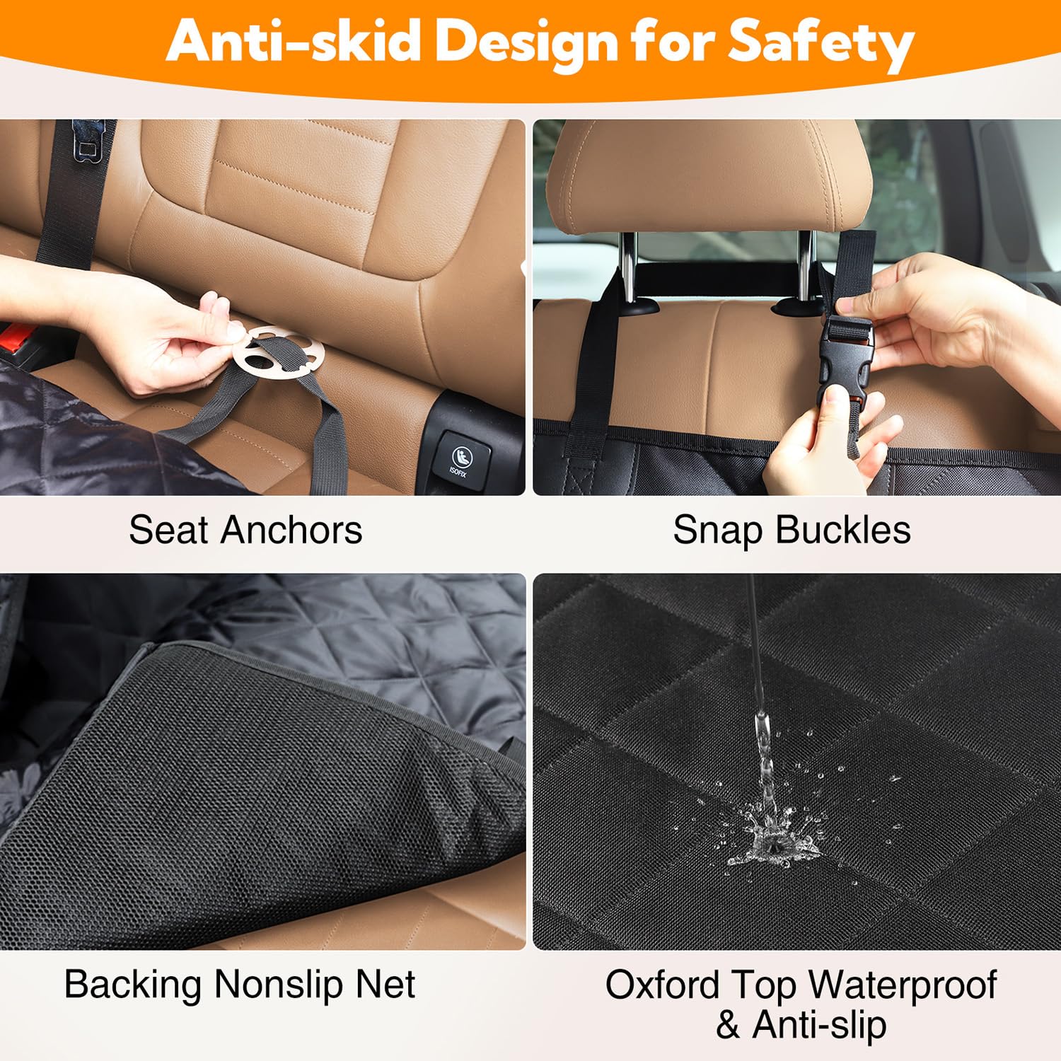 Kytely Dog Car Seat Cover for Back Seat,600D Heavy Duty Dog Hammock