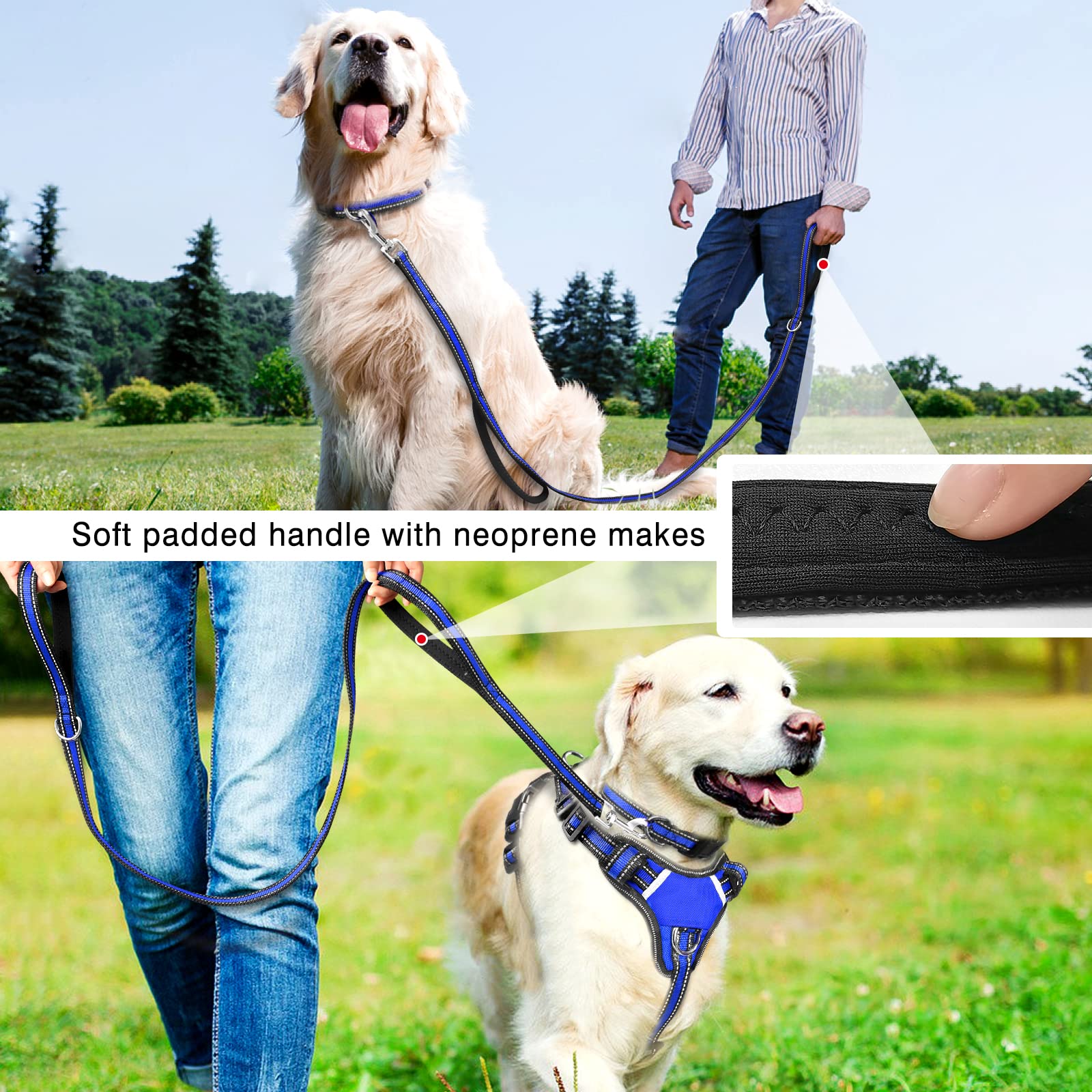 WINSEE Reflective Dog Harness, Collar Leash Set, No Pull Collar