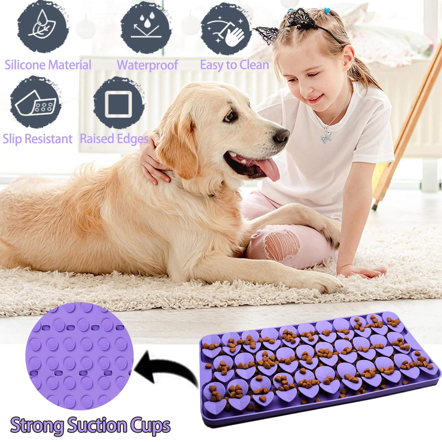 Femont Snuffle Mat for Medium Dogs,Silicone Slow Feeder Lick Mat