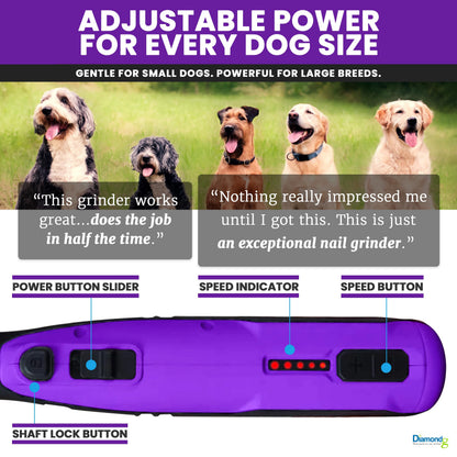 Diamondg Cordless Dog Nail Grinder with Quiet Sound LED Tip Trimmer