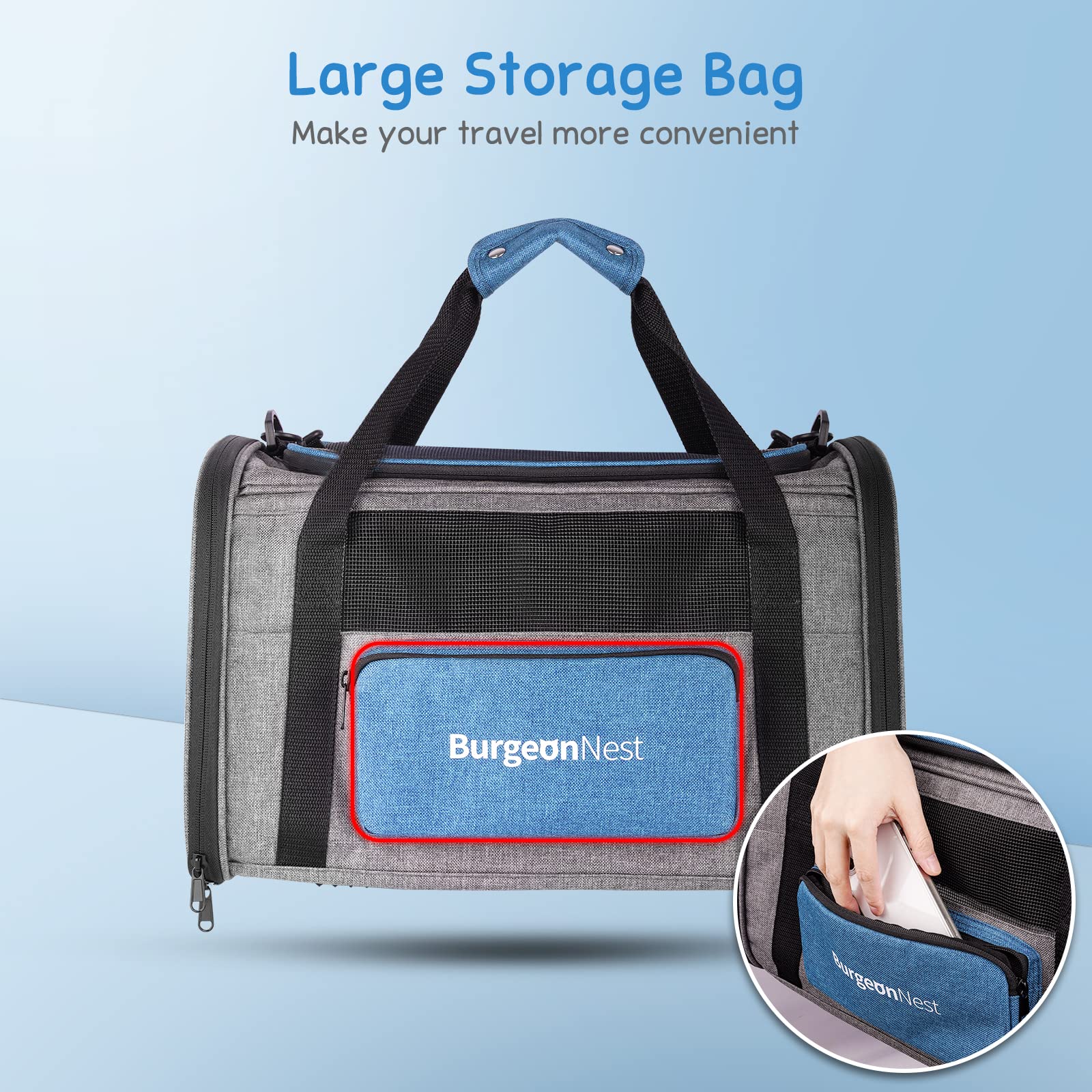 BurgeonNest Cat Carrier for Large Cats Soft-Sided Pet Carrier