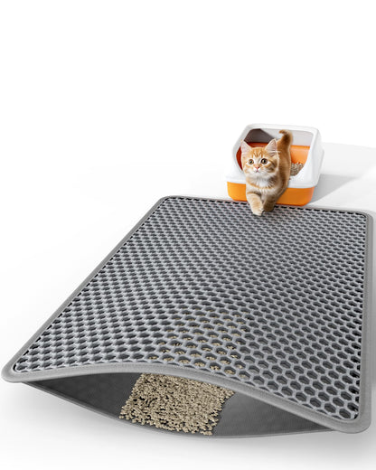 Powools Cat Litter Mat 46" x 35" Jumbo Litter Box Mat with Double Mat
