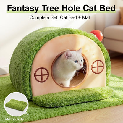 Mellownido Cat House for Indoor Cats Cute Cat Bed Cave, Tree Hole Bed