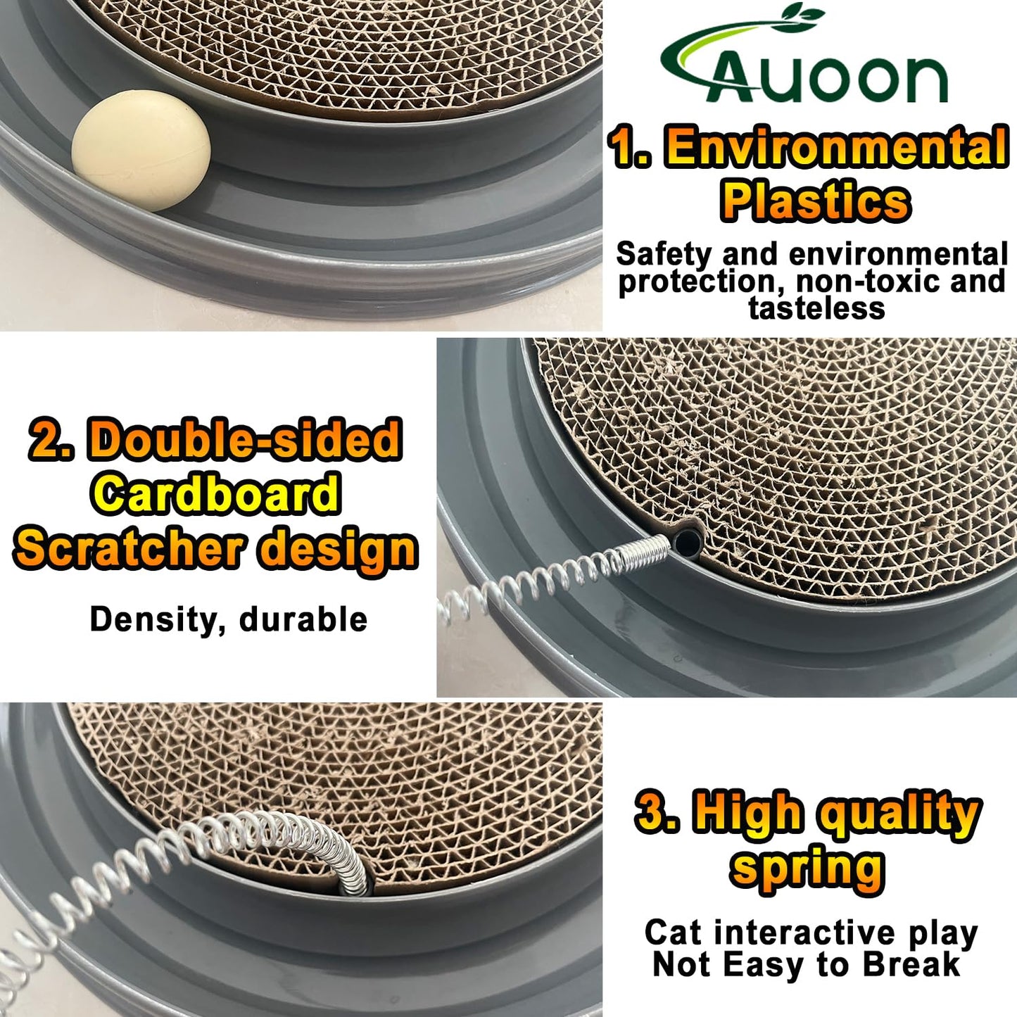 AUOON Cat Scratcher Toy with Ball Track 1 Interactive Cat Toy, Pad