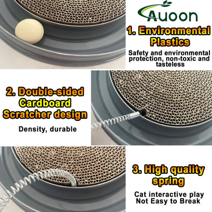 AUOON Cat Scratcher Toy with Ball Track 1 Interactive Cat Toy, Pad