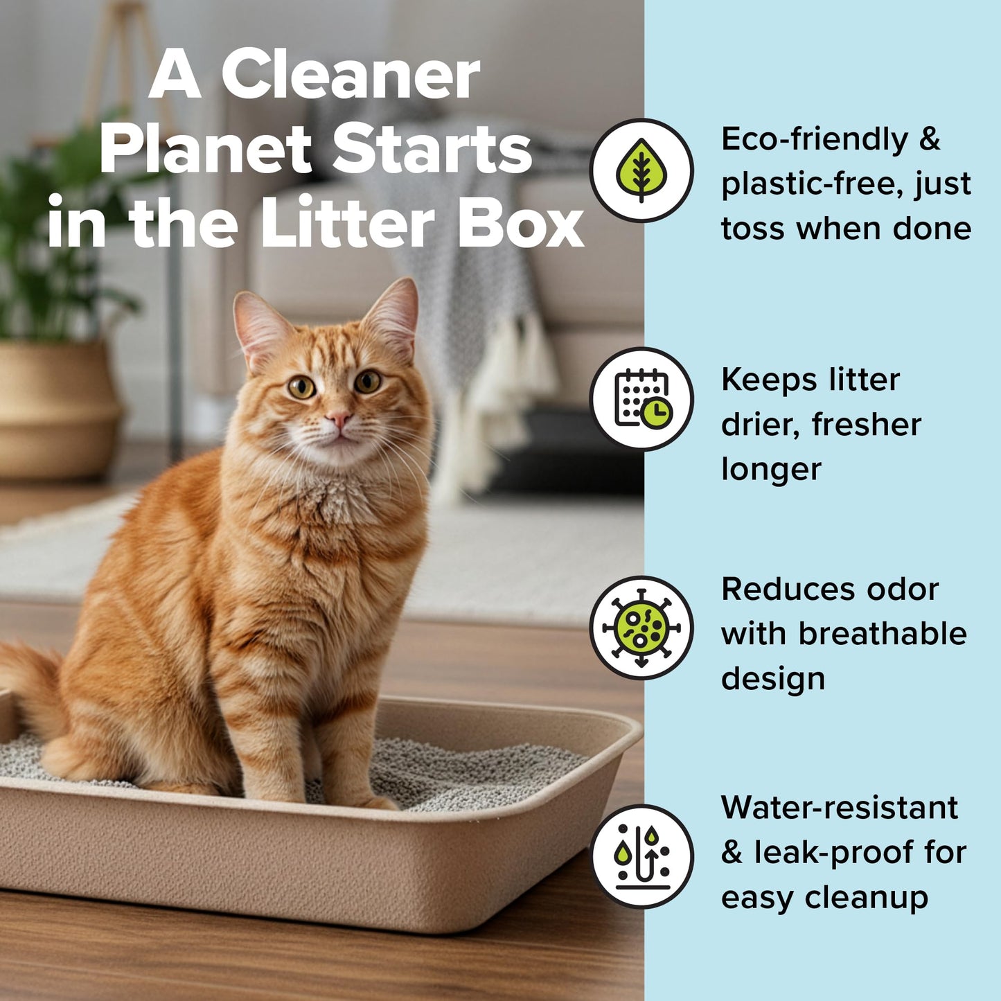 Kitty Sift Disposable Cat Litter Box Large, 6 Count, Durable Box