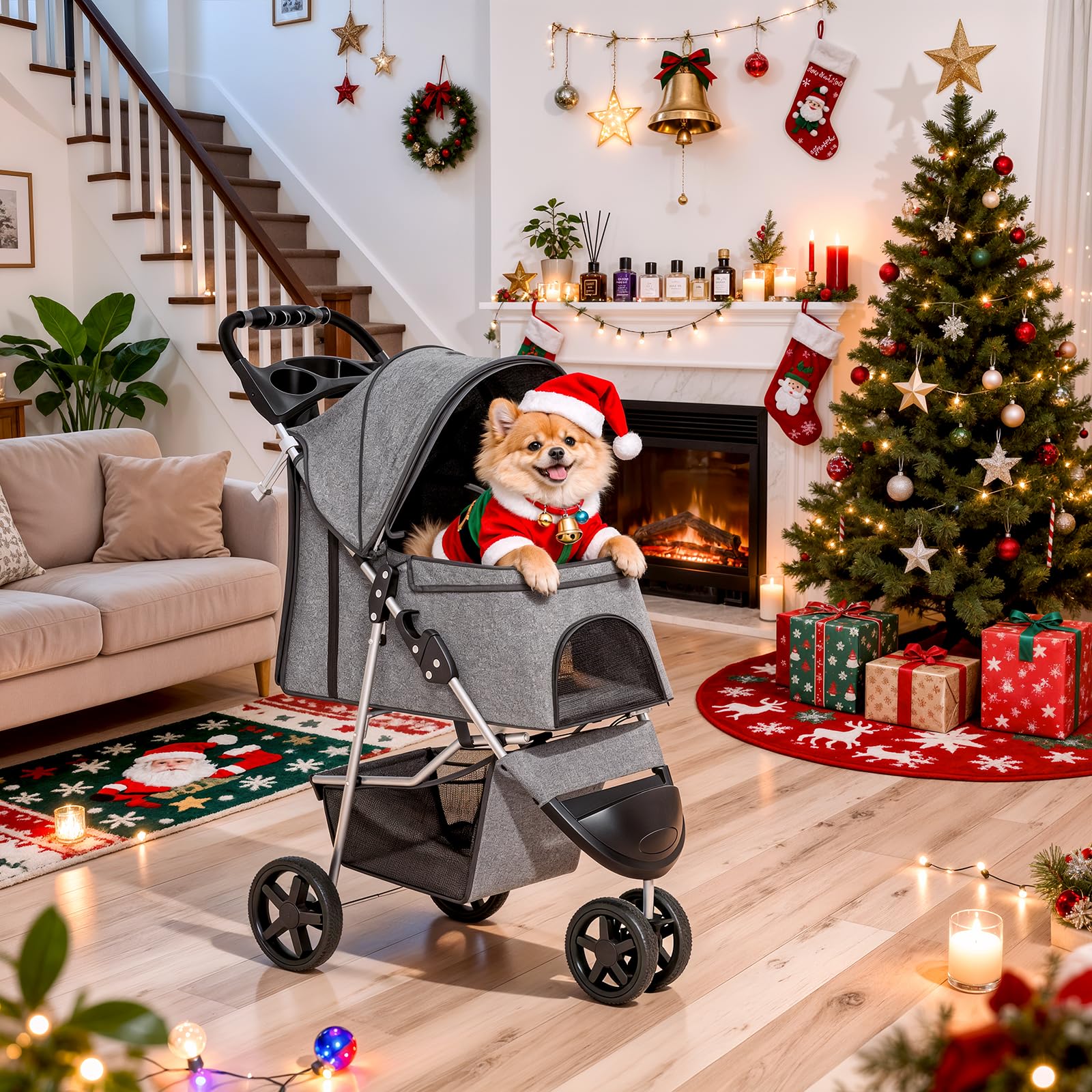 MoNiBloom 3 Wheels Pet Dog Cat Stroller