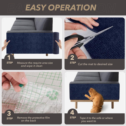 X15.8" Cat Scratching Mat, Self-Adhesive Cats Carpet, DIY Scratch Mat