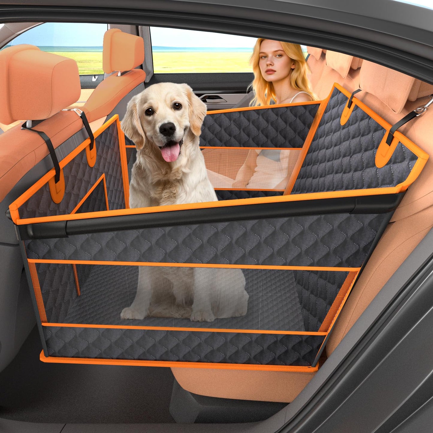 Instraella Dog Car Seat for Large Dogs, Half Back Seat Extender Seat