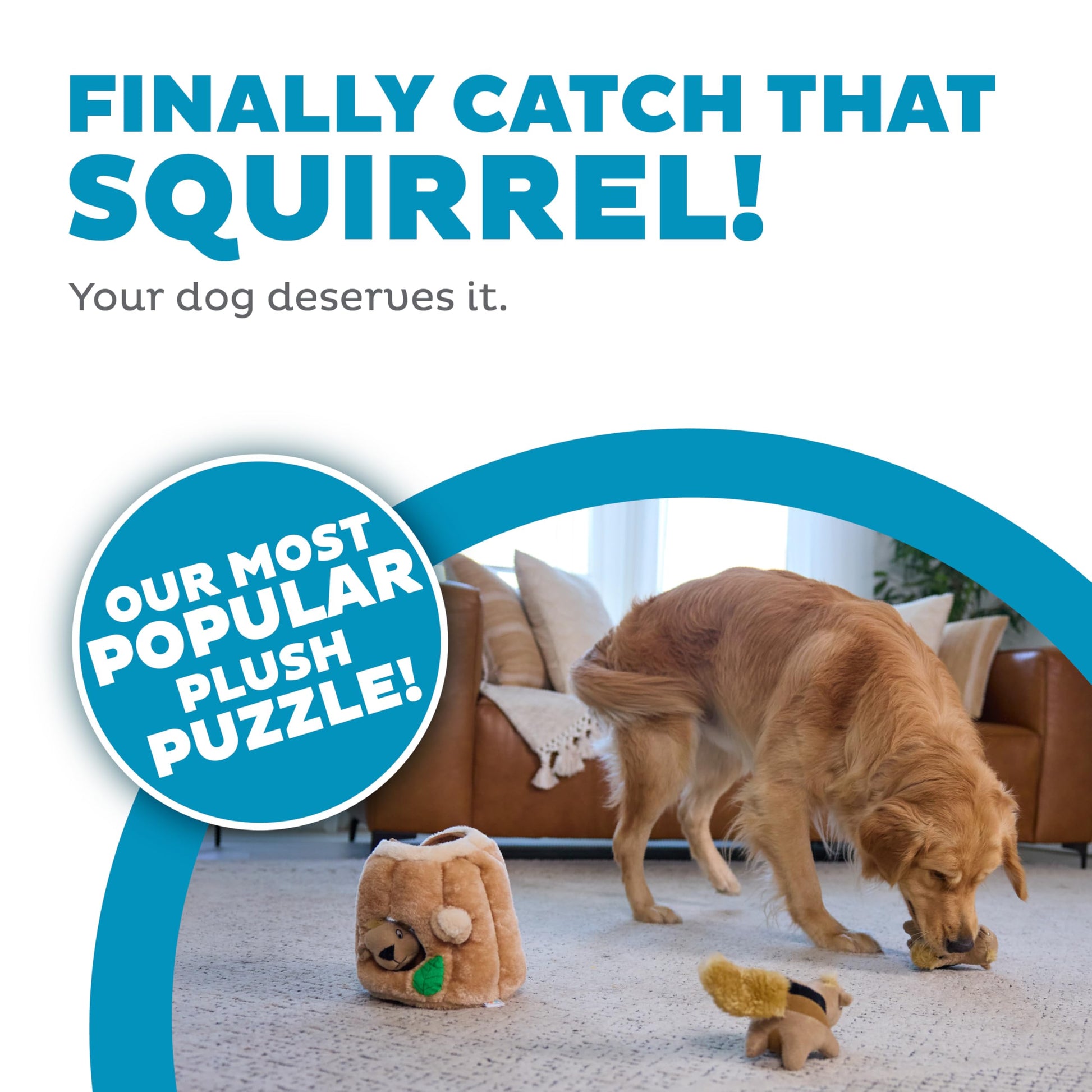 Outward Hound Hide-A-Squirrel Dog Toy Interactive 2‑in‑1 Plush Puzzle